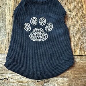 Black Dog Shirt with Rhinestone Paw Print